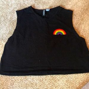 Medium black rainbow cropped tank top
